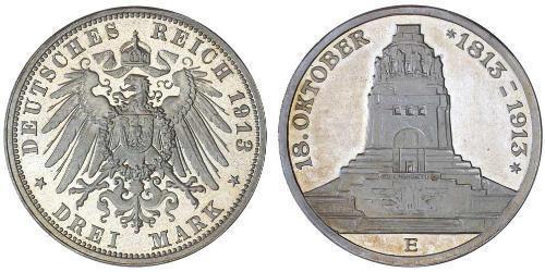 3 Mark Kingdom of Saxony (1806 - 1918) Silver 