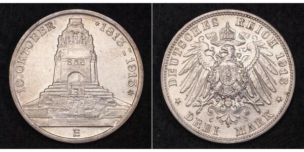 3 Mark Kingdom of Saxony (1806 - 1918) Silver 