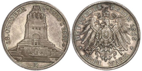 3 Mark Kingdom of Saxony (1806 - 1918) Silver 