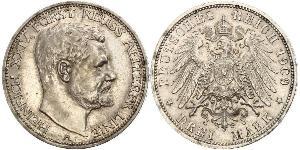 3 Mark Principality of Reuss-Greiz (1778 - 1918) Silver Heinrich XXIV, Prince Reuss of Greiz