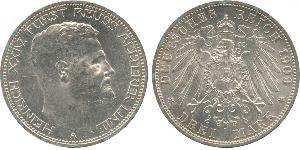 3 Mark Principality of Reuss-Greiz (1778 - 1918) Silver Heinrich XXIV, Prince Reuss of Greiz