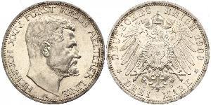 3 Mark Principality of Reuss-Greiz (1778 - 1918) Silver Heinrich XXIV, Prince Reuss of Greiz