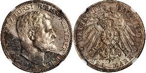 3 Mark Principality of Reuss-Greiz (1778 - 1918) Silver Heinrich XXIV, Prince Reuss of Greiz