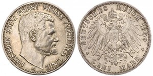 3 Mark Principality of Reuss-Greiz (1778 - 1918) Silver Heinrich XXIV, Prince Reuss of Greiz