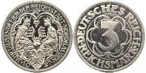 3 Mark Weimar Republic (1918-1933) Silver 