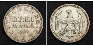 3 Mark Weimar Republic (1918-1933) Silver 