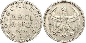 3 Mark Weimar Republic (1918-1933) Silver 