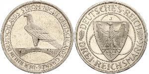 3 Mark Weimar Republic (1918-1933) Silver 