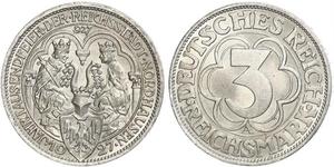 3 Mark Weimar Republic (1918-1933) Silver 