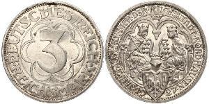 3 Mark Weimar Republic (1918-1933) Silver 