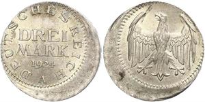 3 Mark Weimar Republic (1918-1933) Silver 