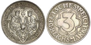 3 Mark Weimar Republic (1918-1933) Silver 