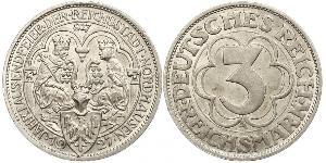 3 Mark Weimar Republic (1918-1933) Silver 