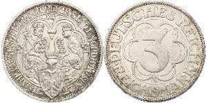 3 Mark Weimar Republic (1918-1933) Silver 