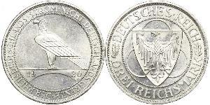 3 Mark Weimar Republic (1918-1933) Silver 