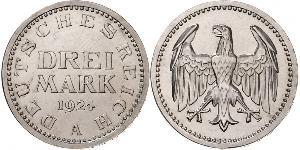 3 Mark Weimar Republic (1918-1933) Silver 