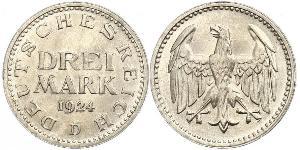 3 Mark Weimar Republic (1918-1933) Silver 