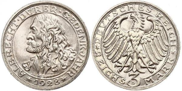 3 Mark Weimar Republic (1918-1933) Silver 