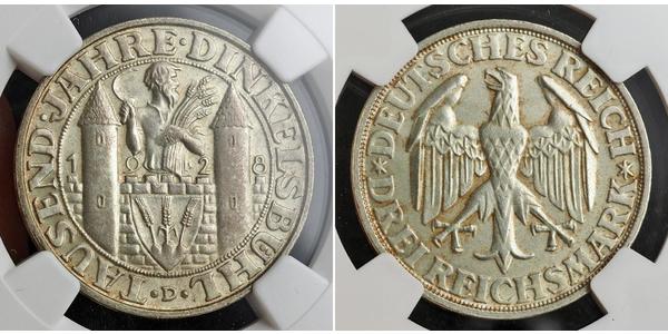 3 Mark Weimar Republic (1918-1933) Silver 