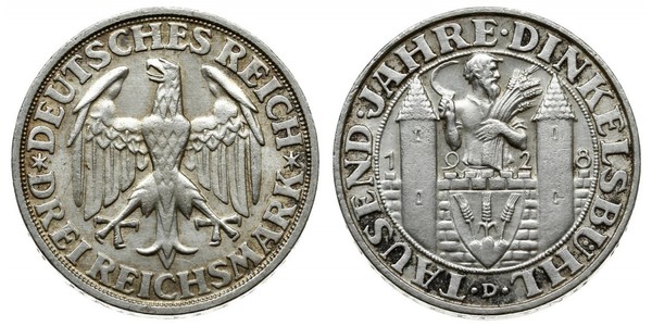 3 Mark Weimar Republic (1918-1933) Silver 