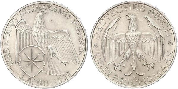 3 Mark Weimar Republic (1918-1933) Silver 