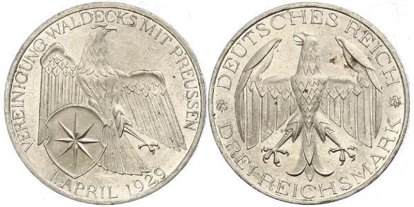 3 Mark Weimar Republic (1918-1933) Silver 