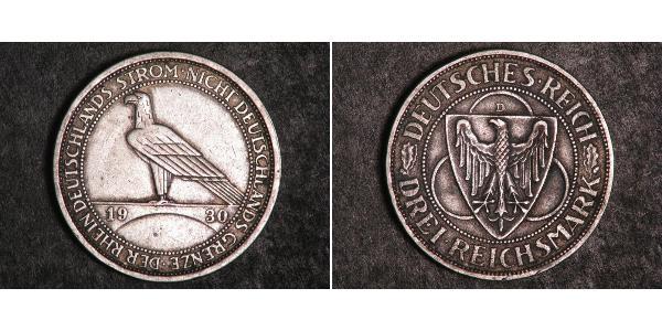 3 Mark Weimar Republic (1918-1933) Silver 