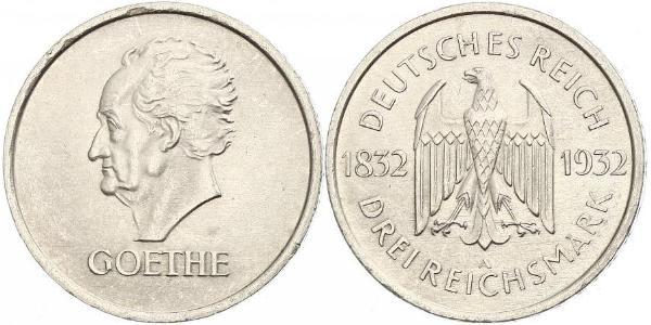 3 Mark Weimar Republic (1918-1933) Silver 