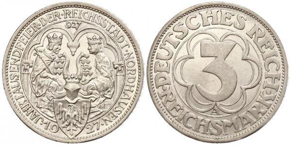 3 Mark Weimar Republic (1918-1933) Silver 