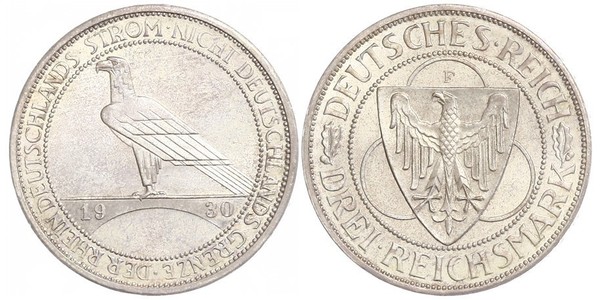 3 Mark Weimar Republic (1918-1933) Silver 