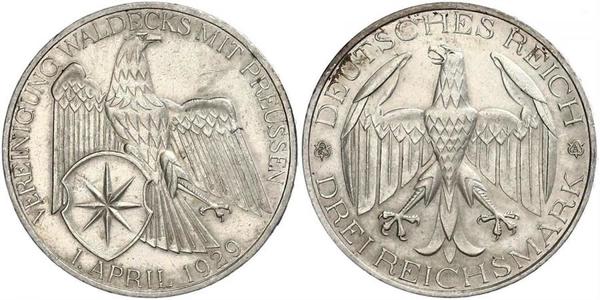 3 Mark Weimar Republic (1918-1933) Silver 