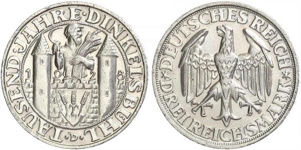 3 Mark Weimar Republic (1918-1933) Silver 