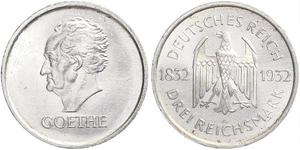 3 Mark Weimar Republic (1918-1933) Silver 