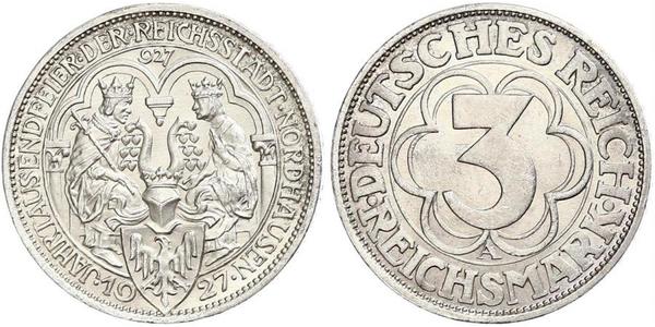 3 Mark Weimar Republic (1918-1933) Silver 