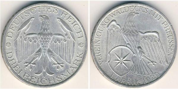 3 Mark Weimar Republic (1918-1933) Silver 