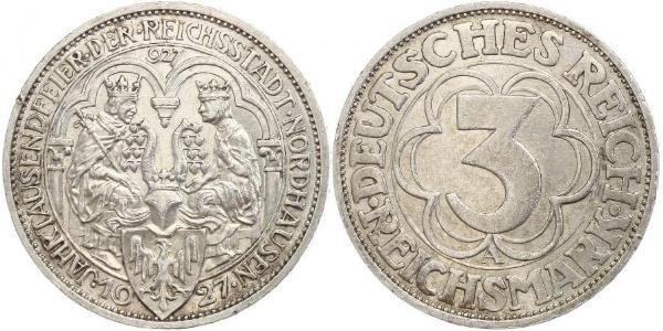 3 Mark Weimar Republic (1918-1933) Silver 