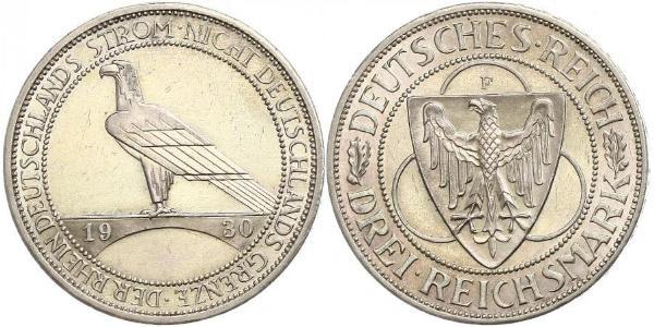 3 Mark Weimar Republic (1918-1933) Silver 