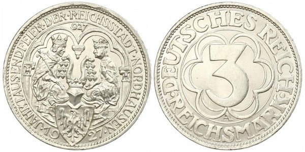 3 Mark Weimar Republic (1918-1933) Silver 