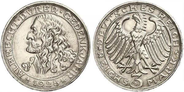 3 Mark Weimar Republic (1918-1933) Silver 