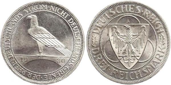 3 Mark Weimar Republic (1918-1933) Silver 