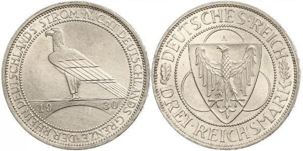 3 Mark Weimar Republic (1918-1933) Silver 