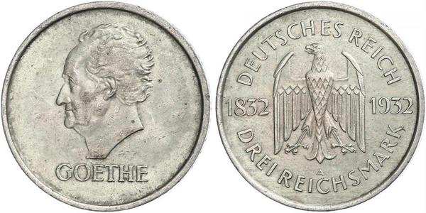 3 Mark Weimar Republic (1918-1933) Silver 