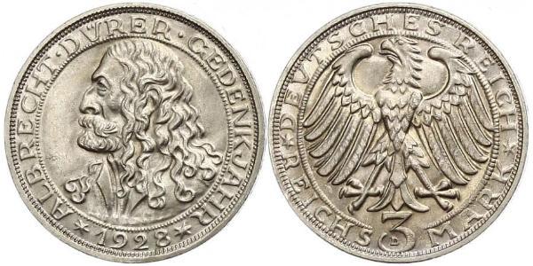 3 Mark Weimar Republic (1918-1933) Silver 