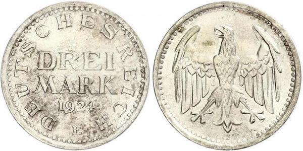 3 Mark Weimar Republic (1918-1933) Silver 