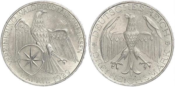 3 Mark Weimar Republic (1918-1933) Silver 