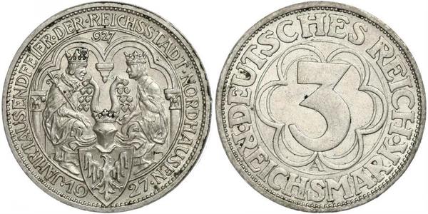 3 Mark Weimar Republic (1918-1933) Silver 