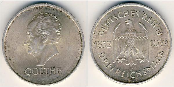 3 Mark Weimar Republic (1918-1933) Silver 