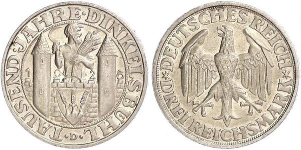 3 Mark Weimar Republic (1918-1933) Silver 
