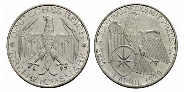 3 Mark Weimar Republic (1918-1933) Silver 