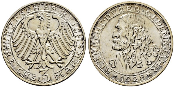 3 Mark Weimar Republic (1918-1933) Silver 